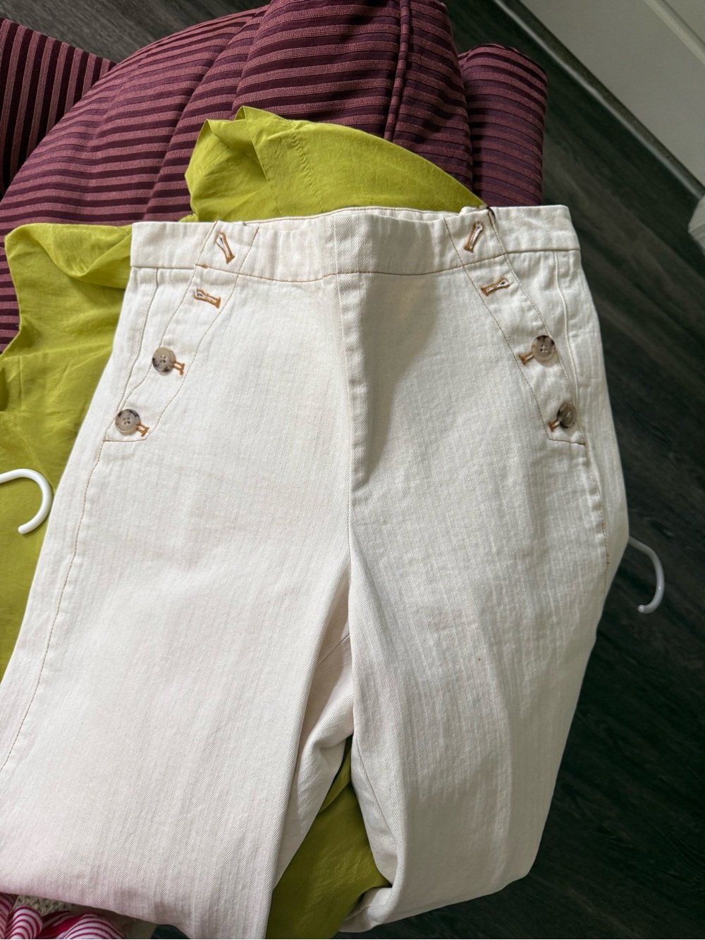 J. Crew Knit Button-Accent Jeans - Cream